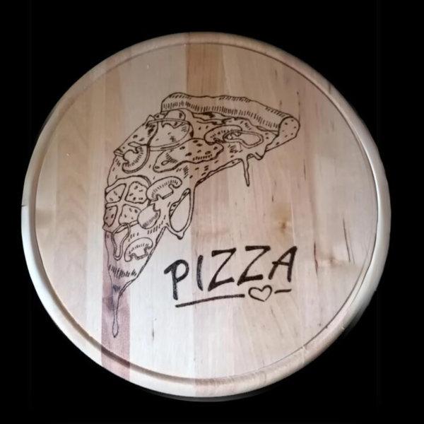 Houten snijplank ø 29,5 cm "Pizza", houten snijplank, houten borrelplank