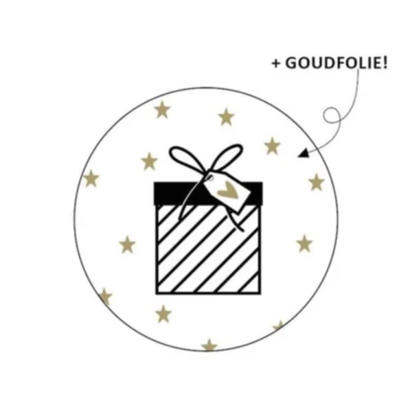 Cadeau sticker "Cadeau met sterretjes" (set van 10), sluitsticker