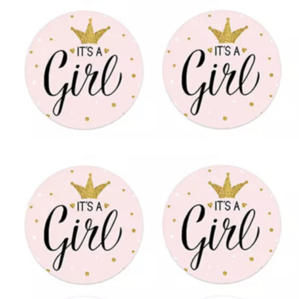 Cadeau sticker - Geboortesticker "It's a girl" (set van 12), sluitsticker