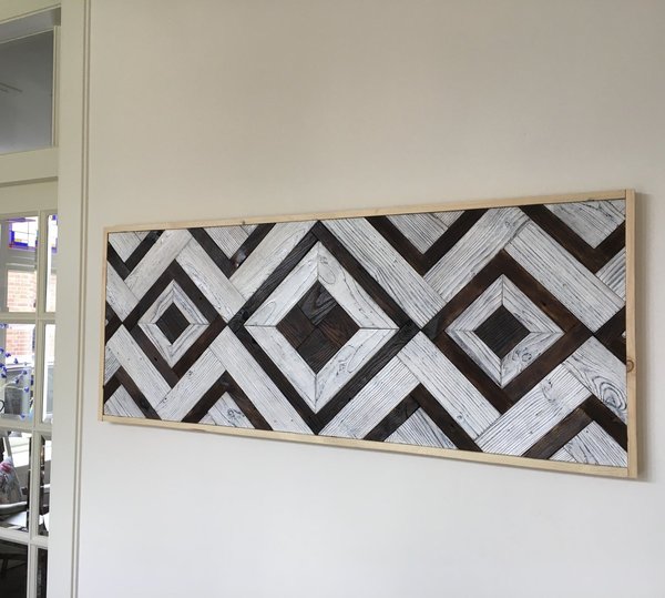 Houten wanddecoratie "Wandpaneel Black & White", Shou Sugi Ban, muurdecoratie
