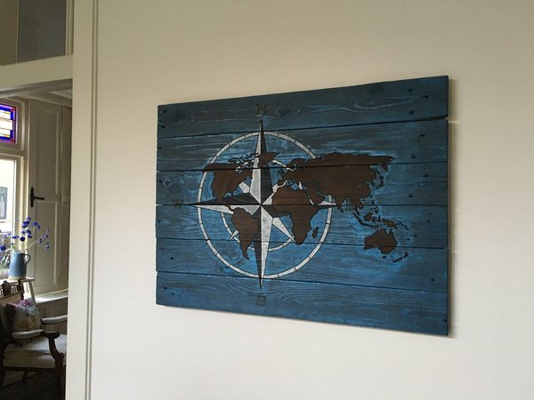 Houten wanddecoratie "Wandpaneel Worldmap"