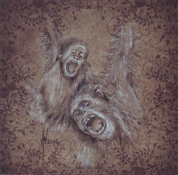 Houten wanddecoratie "Monkey Business", houten wandpaneel