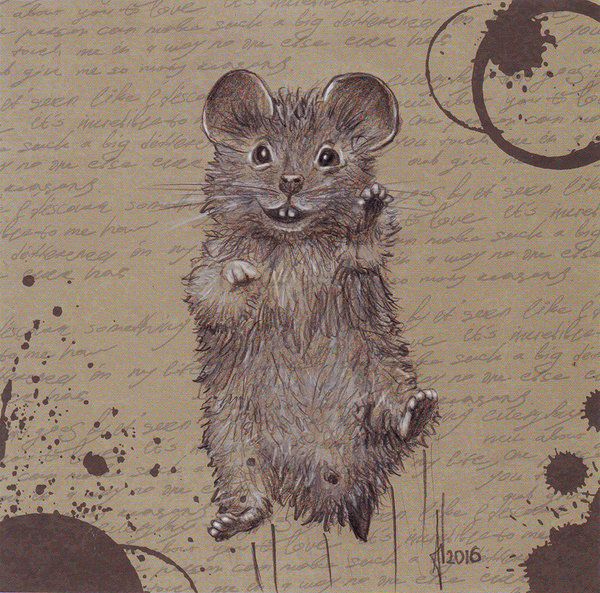 Houten wanddecoratie "Springende muis", houten wandpaneel