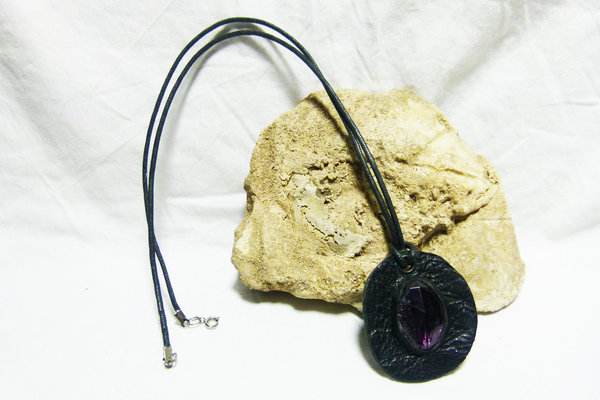 Lederen hanger "Black Purple Glass"
