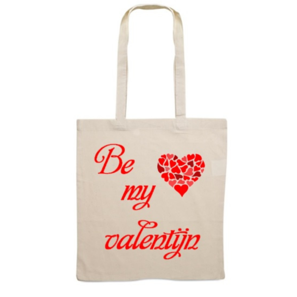 Katoenen tas met opdruk "Be my Valentijn", Valentijn cadeau, Moederdag cadeau