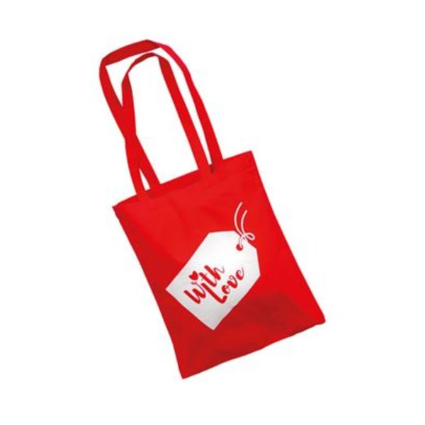 Katoenen tas met opdruk "With Love", Valentijn cadeau, Moederdag cadeau