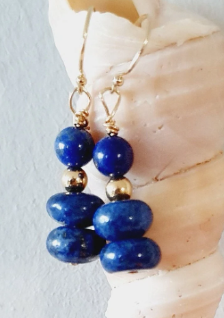 Edelsteen oorbellen echte Lapis Lazuli & Goud, Reiki opgeladen