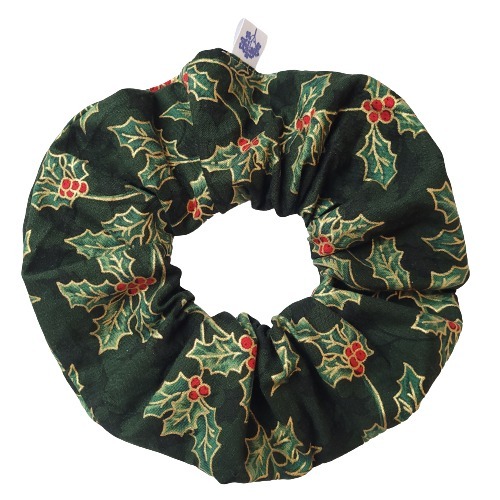 Scrunchie "Kerst Green", katoen, extra groot