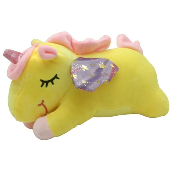 Unicorn knuffel geel, slapende unicorn, 25 cm