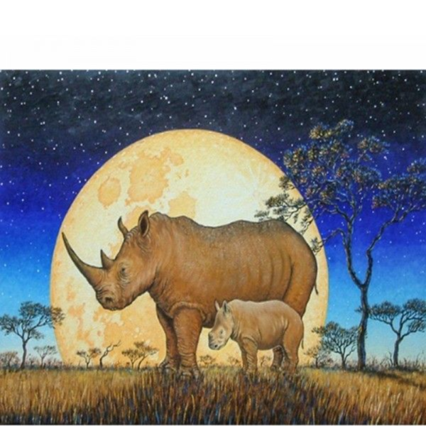 Diamond Painting "Rhino" 50x40 cm, Diamond Painting DIY