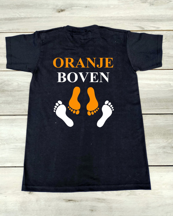 Shirt met grappige tekst "Oranje boven", bedrukt textiel