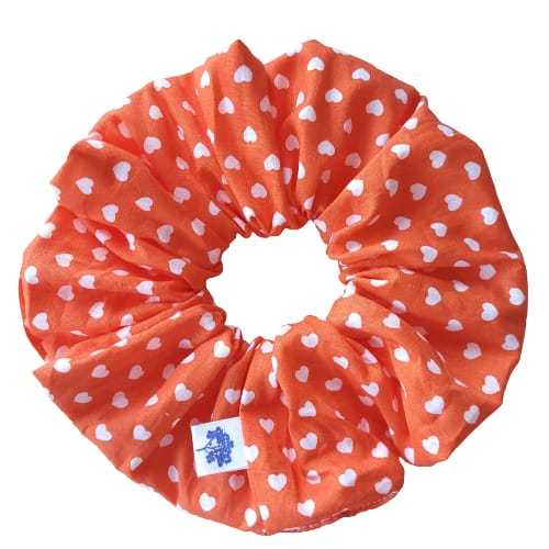 Scrunchie Koningsdag "Oranje met hartjes", scrunchie katoen, xxl scrunchie