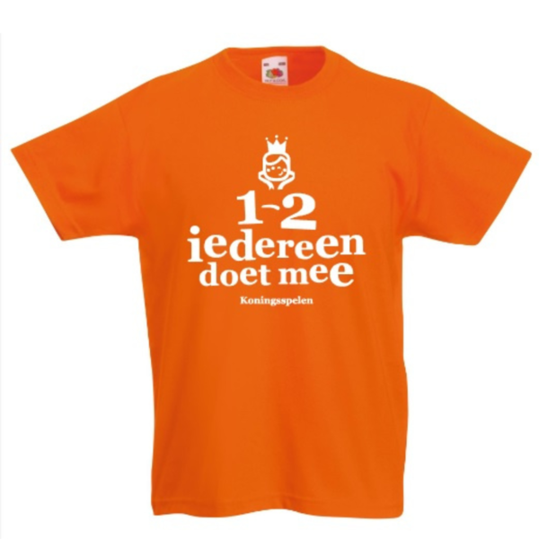 Kindershirt "Koningsspelen 1-2", Koningsspelen, Koningsdag kindershirt, Oranje shirt