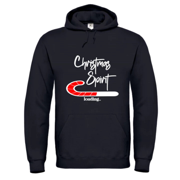 Zwarte hoodie "Christmas Spirit loading", dames hoodie, heren hoodie