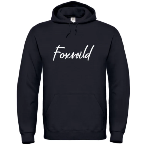 Zwarte hoodie "Foxwild", dames hoodie, heren hoodie