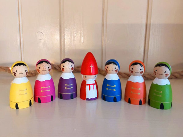 Peg Doll "Pietje", houten popje, (per stuk), gelukspopje, schoencadeautje