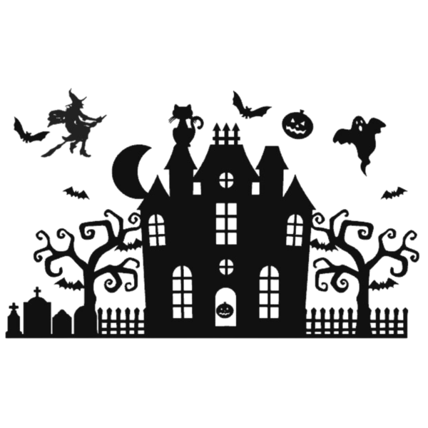 Halloween raamsticker "Spookhuis", Halloween decoratie