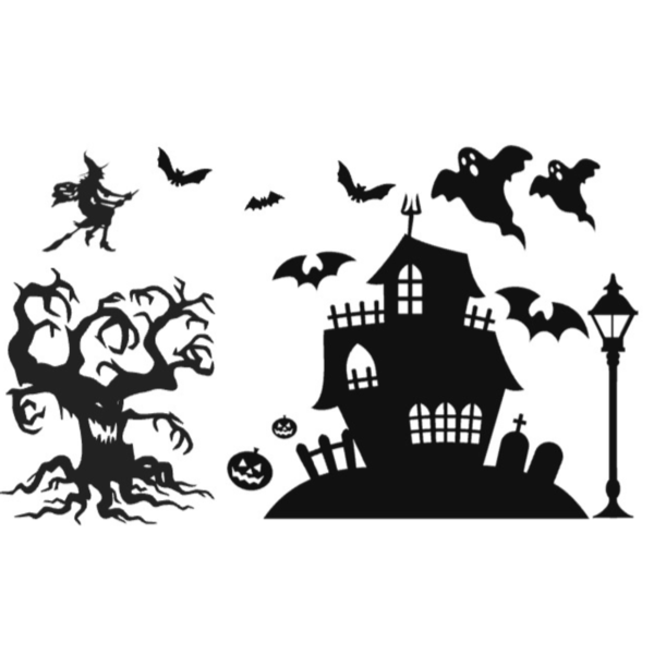 Halloween raamsticker "Spookhuis I", Halloween decoratie