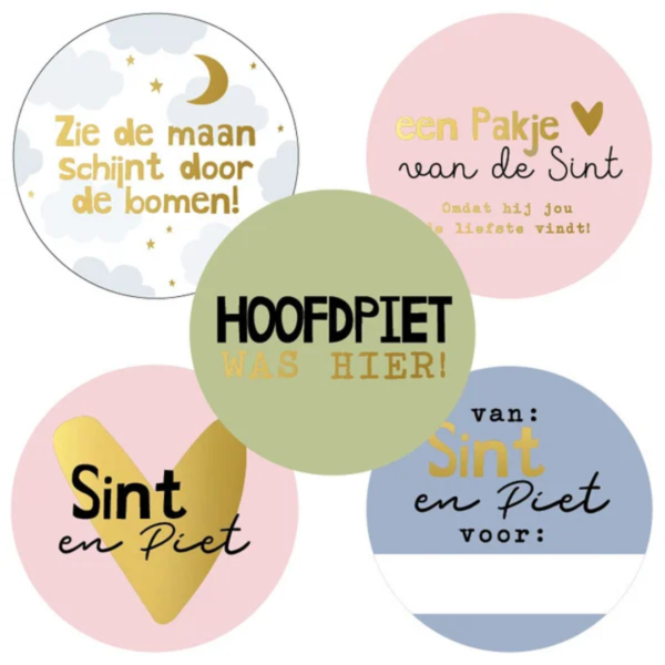 Cadeau stickers "Sinterklaas mix" (set van 5), Sinterklaas stickers