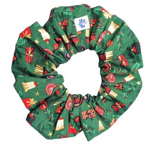 Scrunchie "Kerst Jingle Bell", katoen, extra groot, Kerst scrunchie