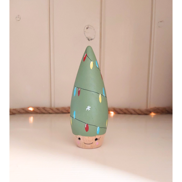 Peg Doll "Kerstboom", houten popje, gelukspopje (per stuk), Kerst decoratie