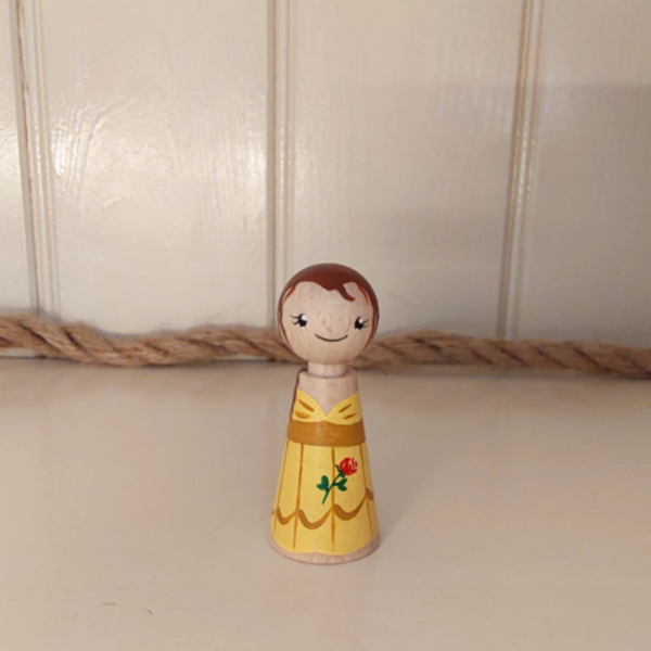 Peg Doll "Belle", Disney Peg Doll, houten popje, gelukspopje (per stuk)